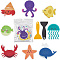 2Sets 20Pcs Sea Animal PVEA Bathtub Non-Slip Stickers, Safety Shower Treads Adhesive Decals, with 1Pc Plastic Scrapers, Mixed Color, 85~100x87~105x1mm, 10pcs/set