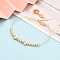 Adjustable Brass Beaded Slider Bracelets for Women, Moon & Round, Real 18K Gold Plated, Inner Diameter: 2-1/2 inch(6.5cm)