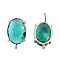 Transparent K9 Glass Stud Earring Findings, with Light Gold Plated Brass Pins and Vertical Loops, Oval, Cadmium Free & Lead Free, Light Sea Green, 22x13mm, Hole: 1.6mm, Pin: 0.8mm