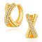 Brass Clear Cubic Zirconia Hoop Earrings, Golden, Twist, 10mm