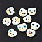Handmade Lampwork Beads, Cat Shape, White, 15~16.5x16~16.5x6~6.5mm, Hole: 1.5mm