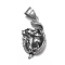 304 Stainless Steel Pendants, with Micro Pave Cubic Zirconia, Leopard, Clear, Antique Silver, 38x20.5x8.5mm, Hole: 9.5x7mm