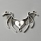 Alloy Chandelier Components Links, 3-Loop, Wing with Heart, Antique Silver, 25x41.5x2.5mm, Hole: 1.6mm