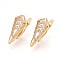 Brass Micro Pave Cubic Zirconia Hoop Earring Finding, Lead Free & Nickel Free & Cadmium Free, Real 18K Gold Plated, 22x9x12.5mm, Hole: 1.2mm, Pin: 0.8mm