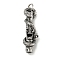 316 Surgical Micro Pave Cubic Zirconia Stainless Steel Pendants, with Jump Rings, Skull with Snake, Black, 46.5x15x11mm, Hole: 7mm