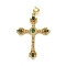 Brass Micro Pave Cubic Zirconia Pendants, Cross Charms, Rack Plating, Cadmium Free & Lead Free, Lasting Plated, Real 18K Gold Plated, Sea Green, 36x25.5x2.5mm, Hole: 4x3mm