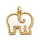 Brass Pave Natural White Shell Pendants, Elephant Charms, Lead Free & Cadmium Free, Long-Lasting Plated, Rack Plating, Seashell Color, Real 18K Gold Plated, 16x18x2mm, Hole: 3mm
