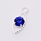 Glass Rhinestone Pendants, with Silver Color Plated Alloy Claw Settings, Horse Eye, Sapphire, 20x7.5x5.5mm, Hole: 2.5mm