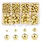 640Pcs 6 Styles ABS Plastic Beads, Eco-Friendly Electroplated Beads, Round, Golden Plated, 3~10mm, Hole: 1.4~2.3mm