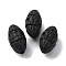 Cinnabar Beads, Carved Lacquerware, Oval, Black, 21.5x11x12mm, Hole: 2mm