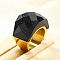 Fashionable 304 Stainless Steel & Synthetic Blue Goldstone Finger Rings, Real 18K Gold Plated, US Size 7(17.3mm)