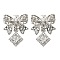 Bowknot & Rhombus Brass Micro Pave Clear Cubic Zirconia European Beads, Large Hole Beads, Long-Lasting Plated, Cadmium Free & Lead Free, Rack Plating, Platinum, 17.5x14x10.5mm, Hole: 4mm