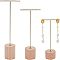 Iron Earring Display Stands, with Wooden Base, Flat Round, Golden, 39x70x117mm
