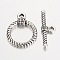 Tibetan Style Toggle Clasps, Cadmium Free & Nickel Free & Lead Free, Antique Silver, Ring: 22.5x17.5x3.5mm, Hole: 2mm, Bar: 25.5x8x3mm, Hole: 2mm, about 430sets/1000g