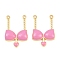 Brass Enamel Pendants, Bikini Charms, Long-Lasting, Rack Plating, Lead Free & Cadmium Free, Real 18K Gold Plated, Pink, 23x16x3mm, Hole: 1.2mm