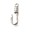 Anti-Tarnish 304 Stainless Steel Hook Clasps, Stainless Steel Color, 21x7x5.8mm, Hole: 2mm