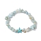 Natural Flower Amazonite Chip Beaded Stretch Bracelets, with Dyed Synthetic Turquoise Beads for Women Men, Starfish, Inner Diameter: 2-1/8 inch(5.5cm)