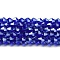 Transparent Electroplate Glass Beads Strands, Pearl Luster Plated, Faceted, Bicone, Dark Blue, 6x6mm, Hole: 1mm, about 45~47pcs/strand, 9.65~9.84 inch(24.5~25cm)