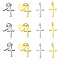 8Pcs 4 Styles Rack Plating Brass Pendants, Cross & Heart Charms, with Jump Rings, Long-Lasting Plated, Lead Free & Cadmium Free, Platinum & Golden, 17~19mm, Hole: 3~3.4mm, 2pcs/style