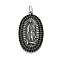 316 Surgical Stainless Steel Rhinestone Pendants, With Jump Ring, Ion Plating(IP), Saint, Antique Silver, 49x28x5.5mm