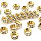 Brass Rhinestone Spacer Beads, Rondelle, Golden, Crystal, 13x5mm, Hole: 6mm