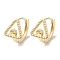 Brass Stud Earring Findings, Real 18K Gold Plated, 12.5x10.5mm, Pin: 0.9mm