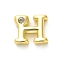 Rack Plating Brass Cubic Zirconia Beads, for Personalized Name Necklaces Making, Long-Lasting Plated, Lead Free & Cadmium Free, Alphabet, Letter H, 12x14x5mm, Hole: 2.7mm