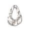 304 Stainless Steel Pendants, Textured, Teardrop Charms, Antique Silver, 34x22x1~2mm, Hole: 1.6~1.8mm