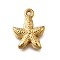 304 Stainless Steel Charms, Ocean Theme Charm, Ion Plating(IP), Real 18K Gold Plated, Starfish, 12.5x10x2.5mm, Hole: 1mm