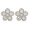 Cubic Zirconia Flower Stud Earrings, Rack Plating Brass Jewelry for Women, Platinum, Clear, 19x19.5mm
