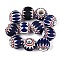 Handmade Millefiori Glass Rondelle Beads, Chevron Beads, Midnight Blue, 24~28x19~25mm, Hole: 3~10mm