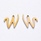 PVD Vacuum Plating 201 Stainless Steel Charms, Laser Cut, Real 18K Gold Plated, Letter.W, 12x14x1mm, Hole: 1mm