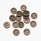 Alloy Buttons, 4-Hole, Flat Round, Tibetan Style, Antique Bronze, 15x1.5mm, Hole: 1mm
