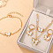 Butterfly Alloy Rhinestone & Enamel Pendant Necklace & Bracelets & Earring & Rings Sets for Children, White, Necklace: 450mm