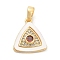Brass Micro Pave Cubic Zirconia Pendents, with Shell and Glass Charms, Real 18K Gold Plated, 15x13.5x2.5mm, Hole: 4.5x2mm