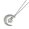 Alloy Resin Moon Pumpkin Pendants Necklaces, Brass Cable Chains, Glow in the Dark , Stainless Steel Color, 17.40 inch(44.2~46cm)