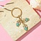 Alloy Enamel Keychain, with Iron Findings, Owl, Medium Turquoise, 7.6cm