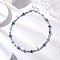 Natural Blue Aventurine(Dyed & Heated) Chip & Resin Evil Eye & Glass Seed Beaded Necklaces, with 304 Stainless Steel End Chains, Stainless Steel Color, 16.14 inch(41cm)