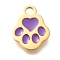 304 Stainless Steel Enamel Charms, Real 14K Gold Plated, Paw Print Charm, Blue Violet, 10x8x1mm, Hole: 1.6mm