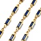 Brass Glass Rectangle Link Chains, with Spool, Long-Lasting Plated, Soldered, Lead Free & Cadmium Free, Rack Plating, Real 18K Gold Plated, Blue, 14.5x4x2mm