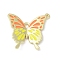 Alloy Enamel Pendants, Cadmium Free & Nickel Free & Lead Free, Butterfly Charm, Golden, Rack Plating, Orange, 20.5x23x3.5mm, Hole: 1mm and 1.6mm