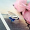 Alloy Enamel Open Cuff Rings for Women, Leaf, Dark Blue, Inner Diameter: 16~19mm