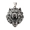 316 Surgical Stainless Steel Pendants, Wolf Charm, Antique Silver, 46.5x38.5x13.5mm, Hole: 9x4mm
