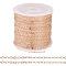 Brass Coated Iron Flat Cable Chains, Soldered, with Spool, Flat Oval, Rose Gold, 2x1.5x0.3mm, about 32.81 Feet(10m)/Roll