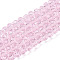 Glass Beads Strands, Faceted, Rondelle, Pearl Pink, 4mm, Hole: 0.9mm, about 105~110pcs/strand, 38~39cm