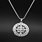 304 Stainless Steel Double Side Pendant Necklaces, Flat Round with Cssml Ndsmd Cross God Father/Saint Benedict, Stainless Steel Color, 19.88 inch(50.5cm)