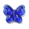 Glass Beads, Butterfly, Blue, 27.5x33x7mm, Hole: 1.2mm