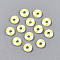 Handmade Polymer Clay Beads, Disc/Flat Round, Heishi Beads, Yellow, 6~6.5x1~1.5mm, Hole: 2mm, about 25000pcs/1000g