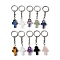 Mixed Natural & Synthesis Gemstone with Iron Keychains, Cross, 90mm