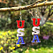 Independence Day Theme Alloy Enamel Dangle Earrings, with Crystal Rhinestone, Platinum, Word, 50mm
